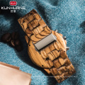 KUNHUANG 1010 Fashion Men's Golden Wooden Watches Male Sports Wood Quartz Watch Clock Waterproof Wristwatch Relogio Masculino
